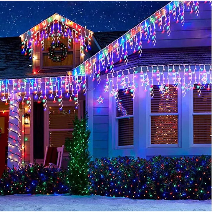 Instalație De Crăciun, Tip Franjuri, Multicoloră, 12 metri, 300 LED-URI 1 + 1 GRATIS