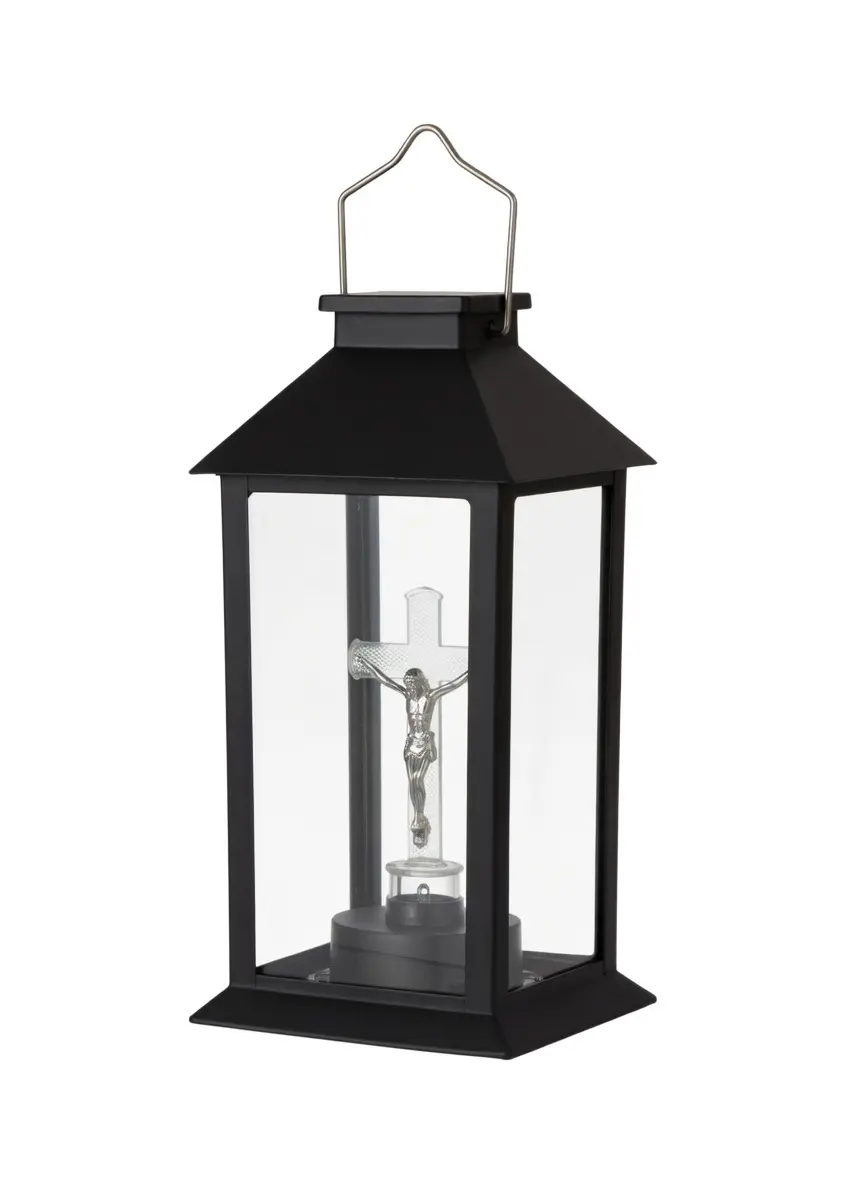 Felinar Solar Negru Cruce cu LED