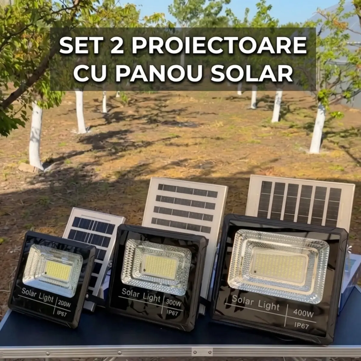 SET 2 PROIECTOARE CU PANOU SOLAR
